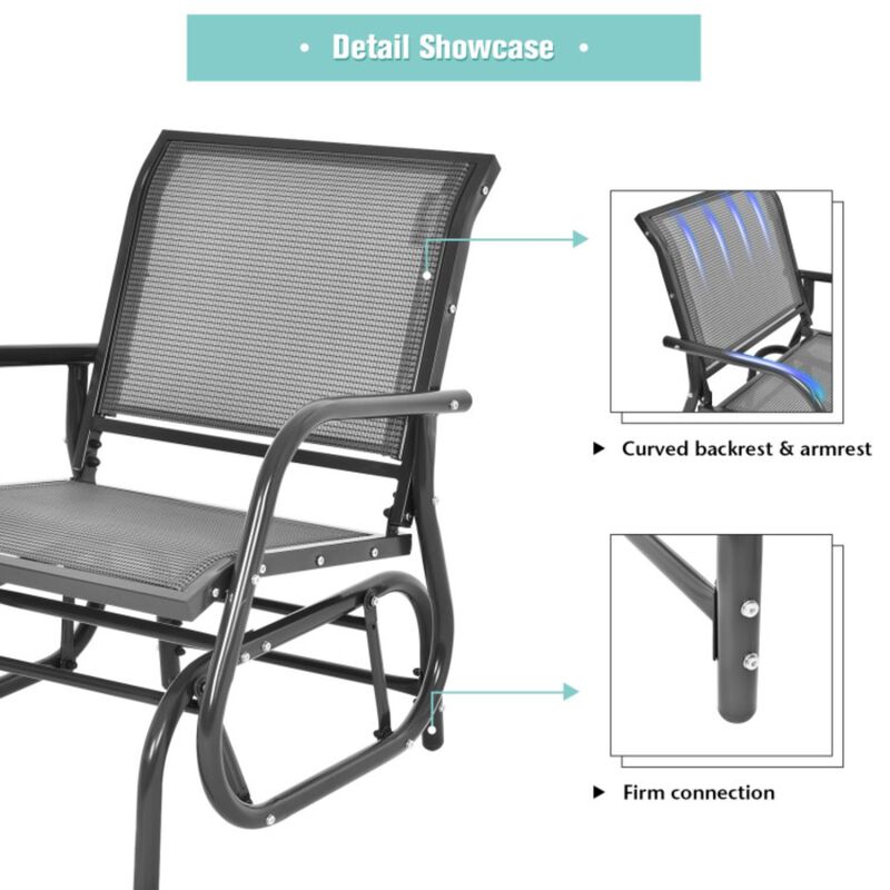 Outdoor Single Swing Glider Rocking Chair with Armrest