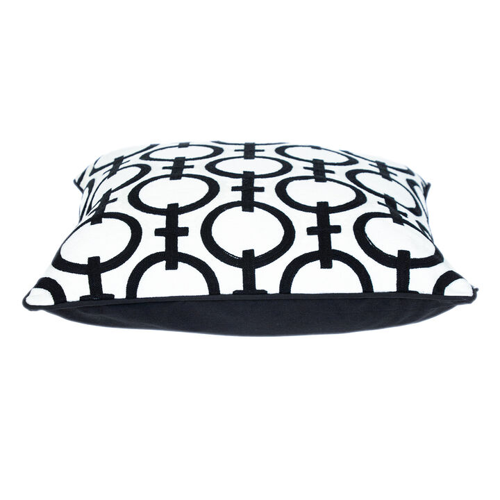 HomeRoots 20" Black and White Geometric Cotton Throw Pillow