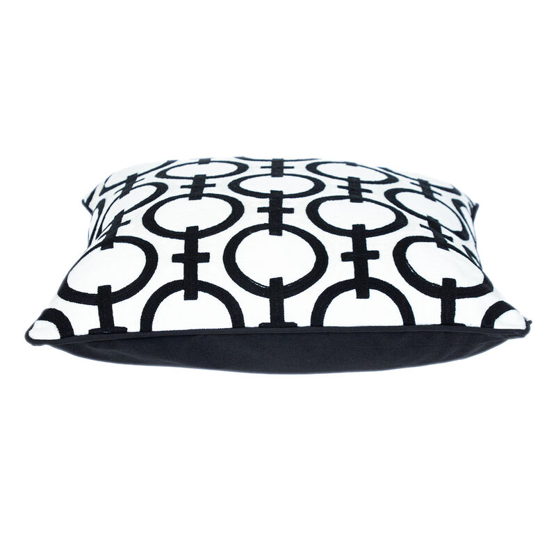 HomeRoots 20" Black and White Geometric Cotton Throw Pillow image number 0