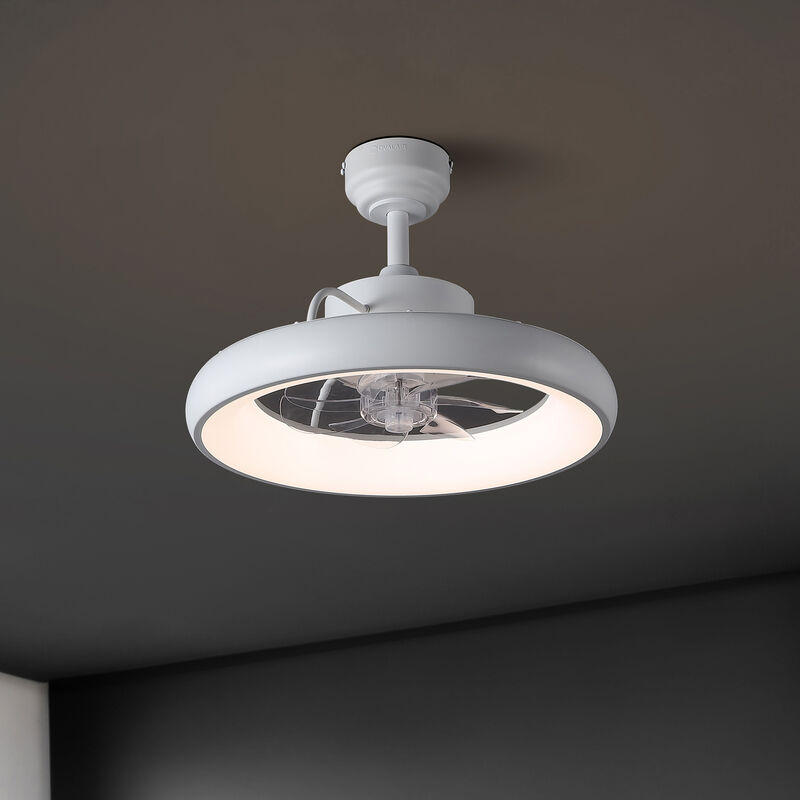 Loren Modern Contemporary 6-Speed Metal Mobile-App/Remote-Controlled Dimmable Smart Integrated LED Ceiling Fan