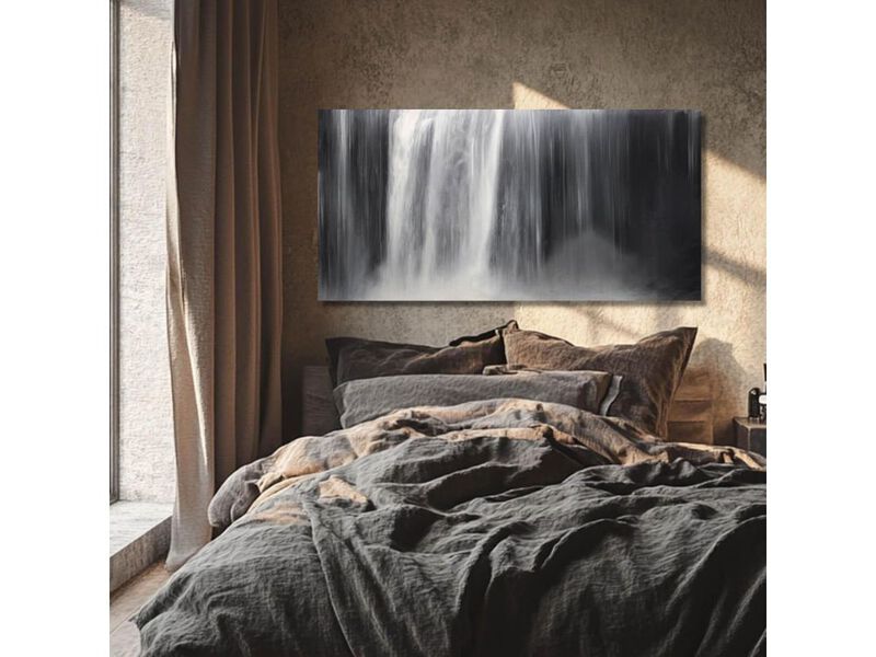 Abstract Waterfall Wall Art Black White Canvas Modern Decor for Living Room Home image number 2