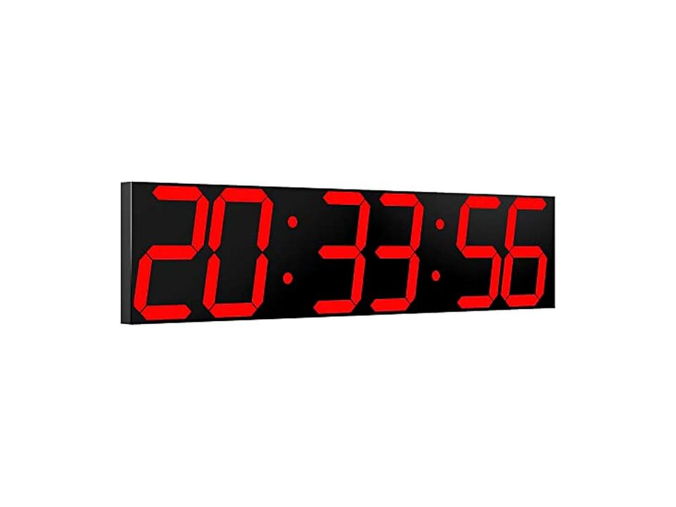 Digital Oversize LED Display Auto Wall Clock 27 Inch Red Home Decor