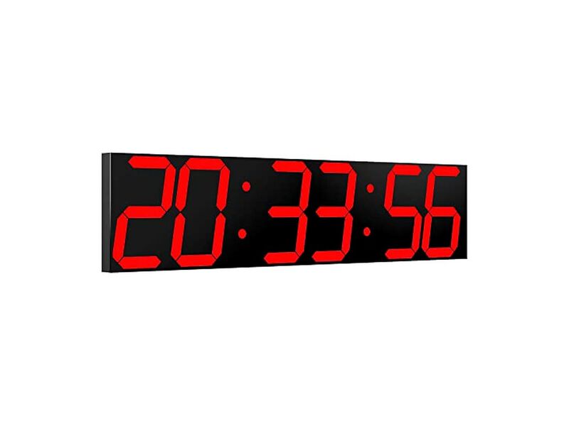 Digital Oversize LED Display Auto Wall Clock 27 Inch Red Home Decor image number 0