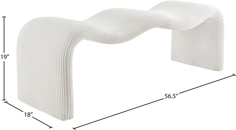 Meridian Furniture Willow Cream Corduroy Fabric Bench