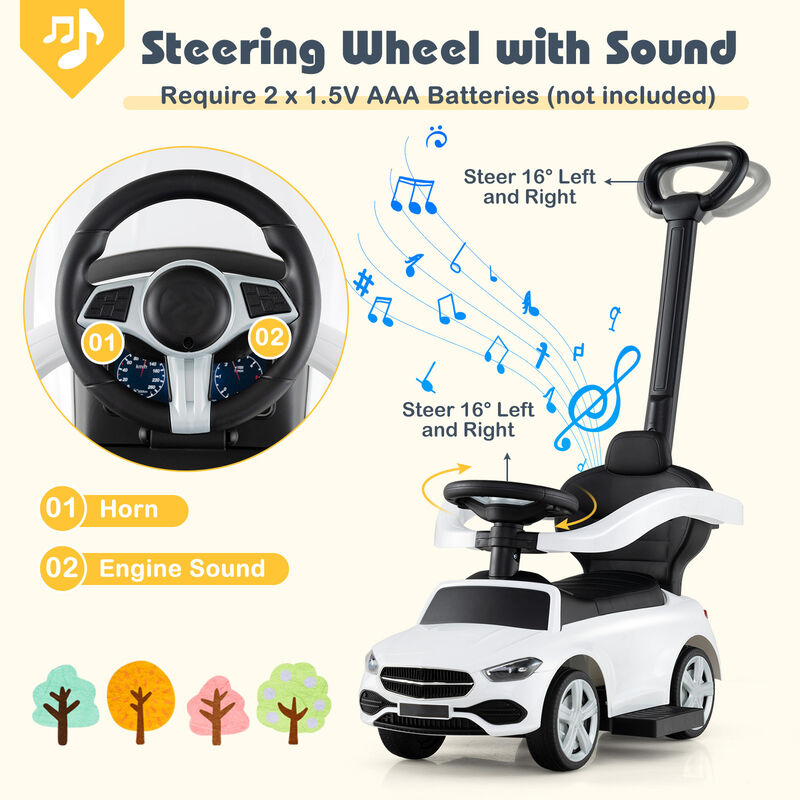 3 in 1 Toddler Ride On Push Car with Canopy Sliding Function and Stroller image number 6