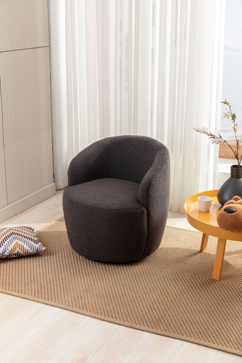 Streamdale Teddy Swivel Barrel Armchair with Metal Ring, Dark