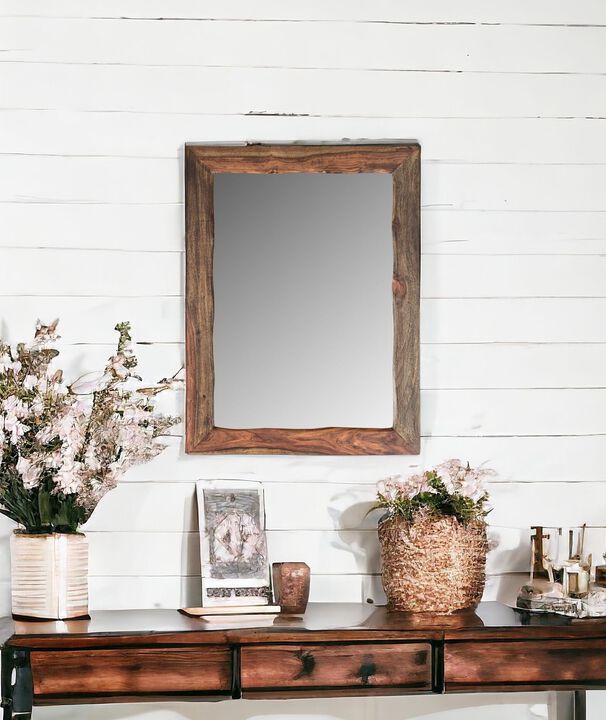 HomeRoots 44" Dark Brown Solid Wood Framed Accent Mirror
