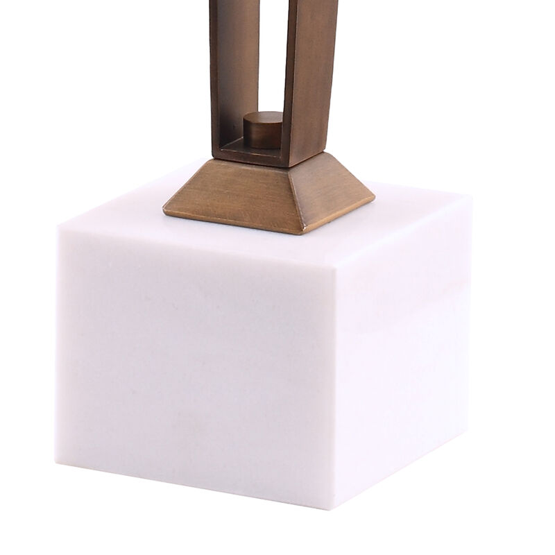 Modern Antique Brass Square Glass Marble Pedestal Side Table End Table