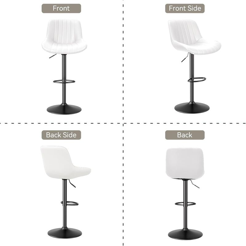 Swivel Bar Stools Set of 2, Upholstered Counter Height Bar Stools with Back and Footrest, 360 Degree Swivel Kitchen Island Chairs, Modern Barstools for Kitchen Counter, Home Bar, Dining image number 2