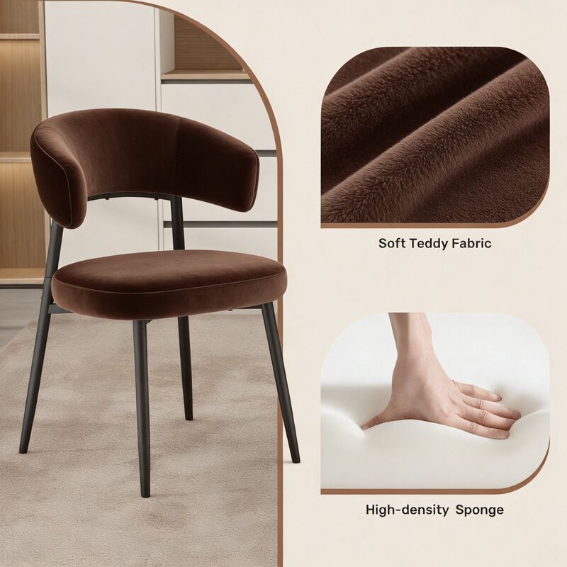 Modern Velvet Dining Chair Set of 4 image number 2