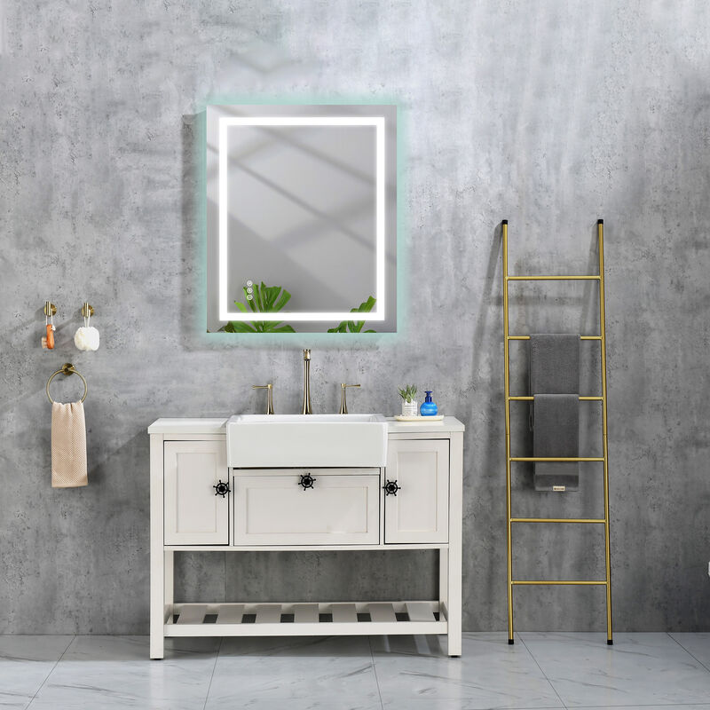 LED Bathroom Mirror with Frontlit and Backlit Modern Lighting for Clear Reflection and Ambient Glow