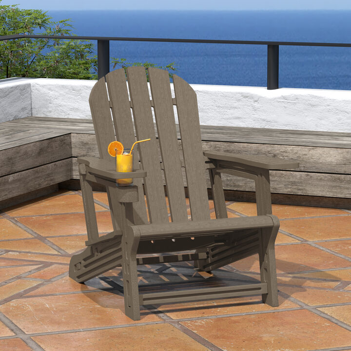 WestinTrends Tool-Free Assembly Outdoor Patio HDPE Plastic Adirondack Chair with Cup Holder