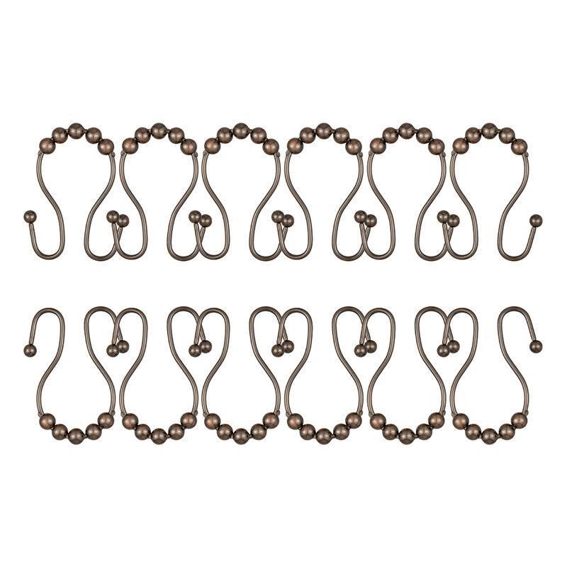 Stainless Steel Double Shower Curtain Hooks, Set of 12 image number 4