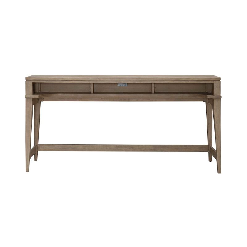 Liberty Furniture Brentwood Console Bar Table with AC, USB Charging Station - Sandstone Oak Wood image number 2