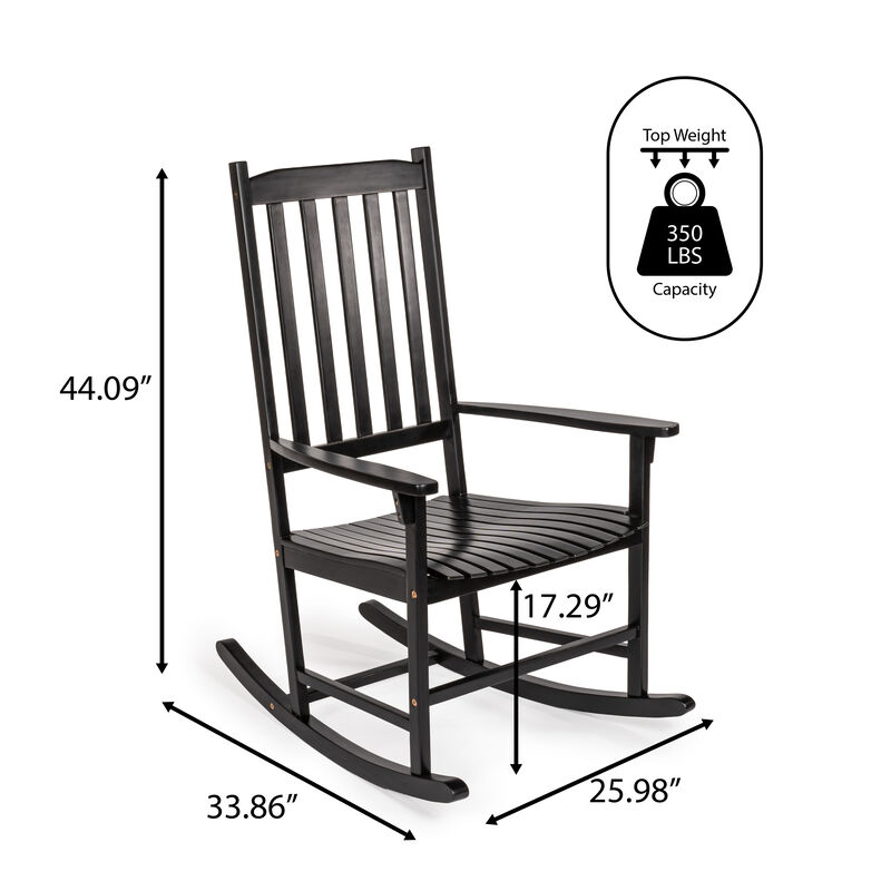 Seagrove Farmhouse Classic Slat-Back Acacia Wood Outdoor Rocking Chair