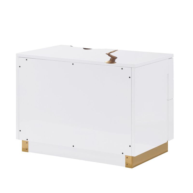 Best Master Furniture Trevello High-Gloss Lacquered Right Nightstand, Gold Accents (Black) image number 2