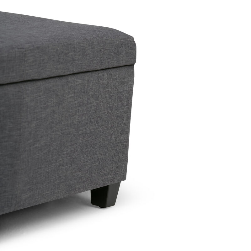 Avalon 48 inch Wide Contemporary Rectangle Storage Ottoman Bench in Slate Grey Linen Look Fabric, Assembled