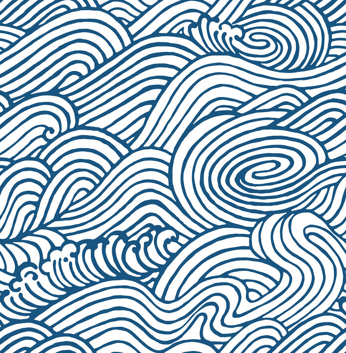 Mare Navy Wave Wallpaper (Set of 2)