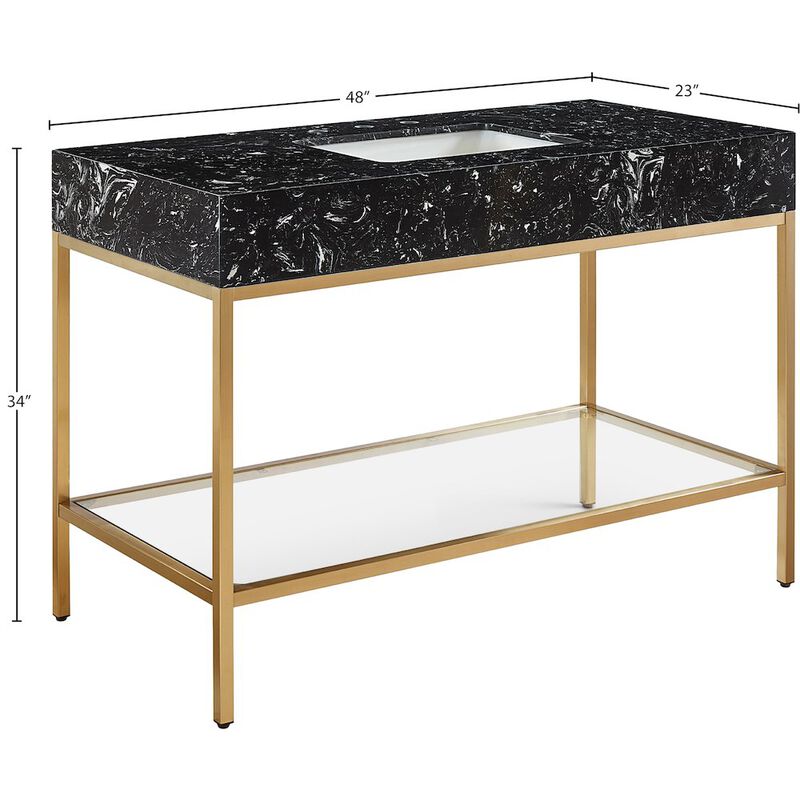 Meridian Furniture Marmo Black Engineered Marble Bathroom Vanity