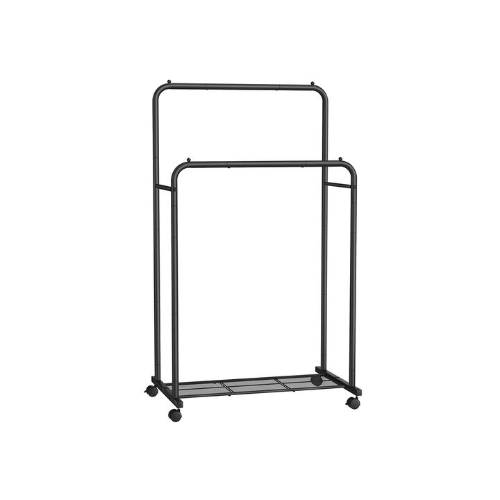 Double-Rod Garment Rack Adjustable Clothing Organizer with Dual Rails