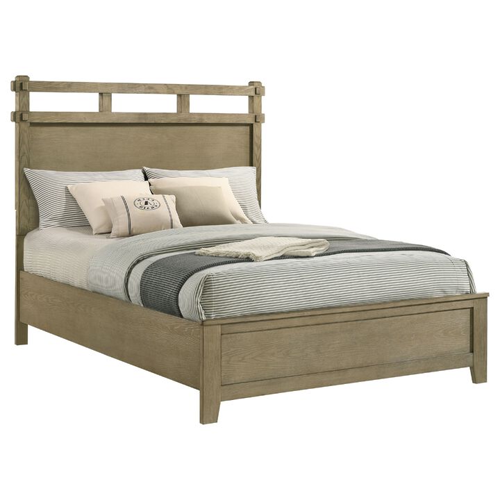 Hazel Queen Panel Bed, Open-Slat Headboard, Vineyard Oak Rubberwood