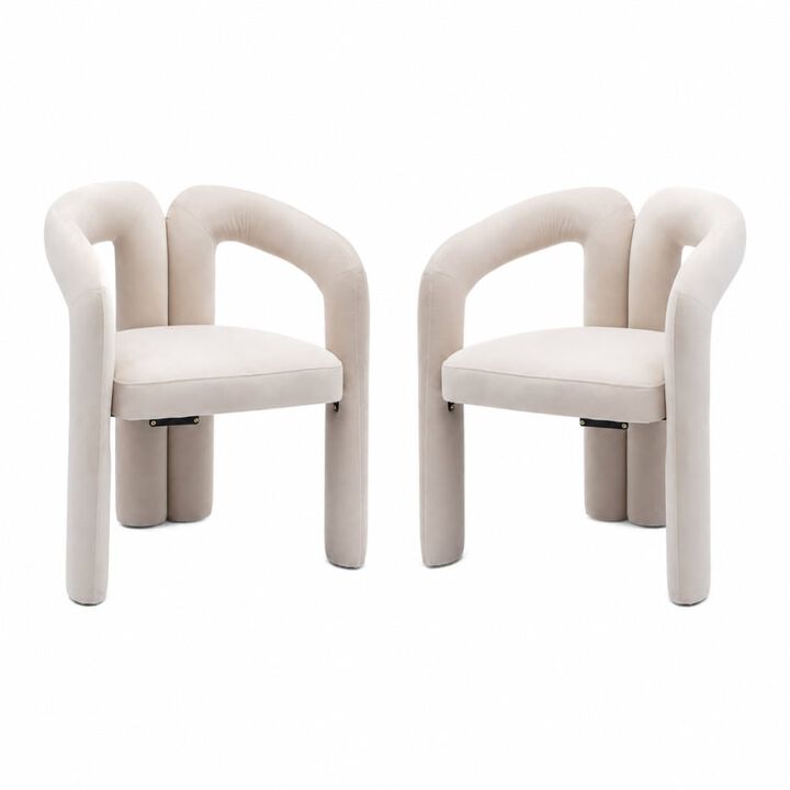 GOODSILO Contemporary Upholstered Barrel Accent Dining Armchairs, Seating for Living Room, Kitchen, Dining Spaces, Set of 2