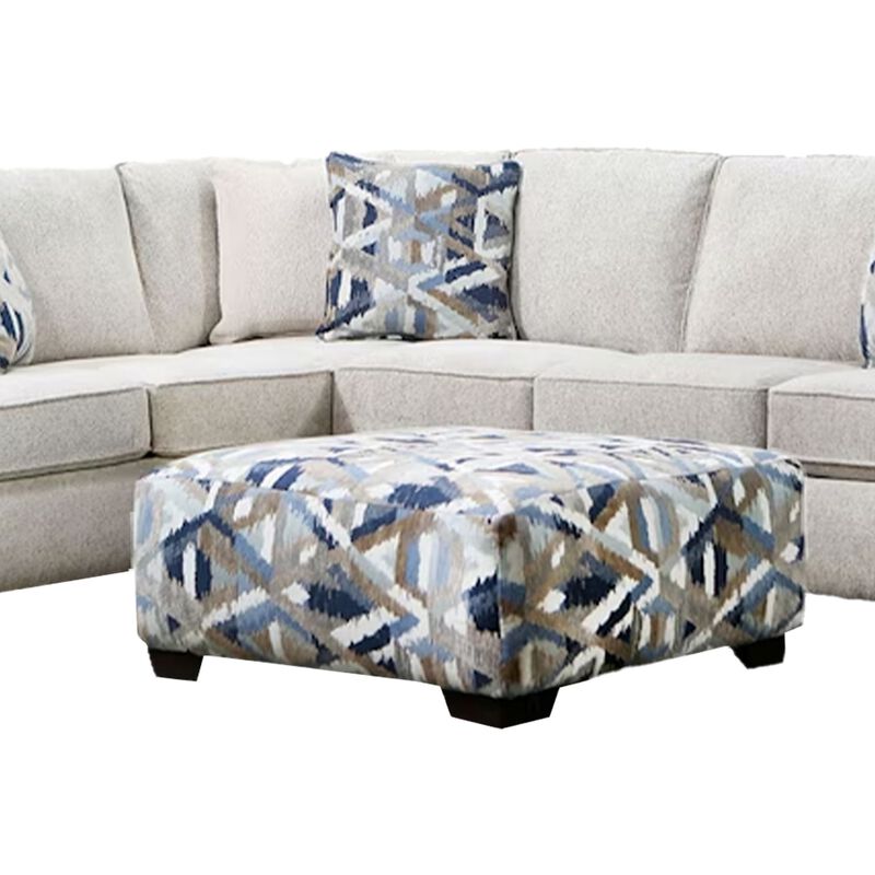 Fled Sectional Sofa, Ivory Chenille, 6 Pillows, Solid Wood, 123 Inch - Benzara image number 2
