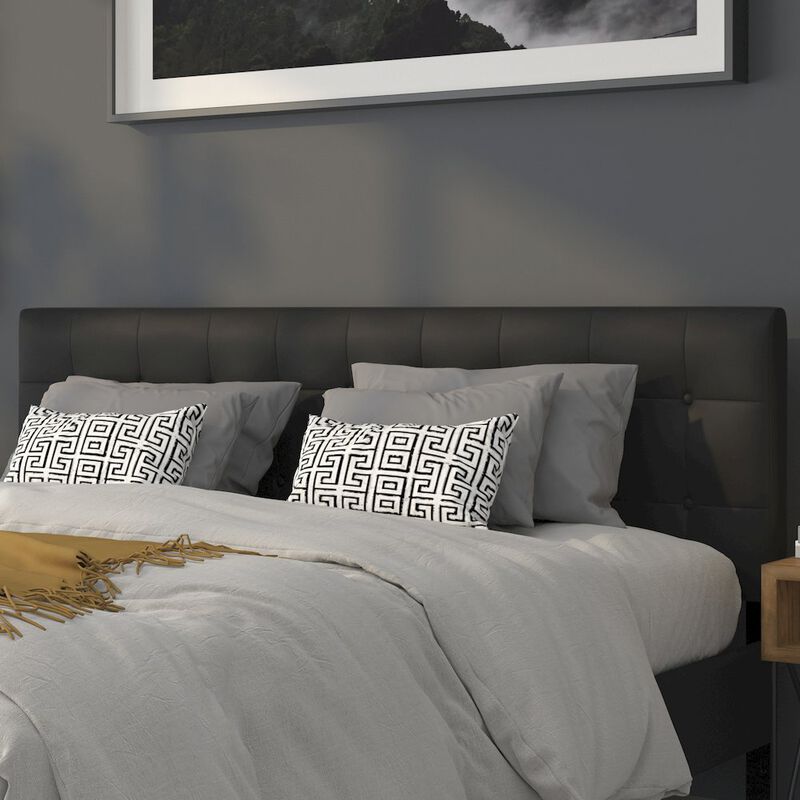 Flash Furniture Tufted Upholstered King Size Headboard in Black Vinyl image number 5