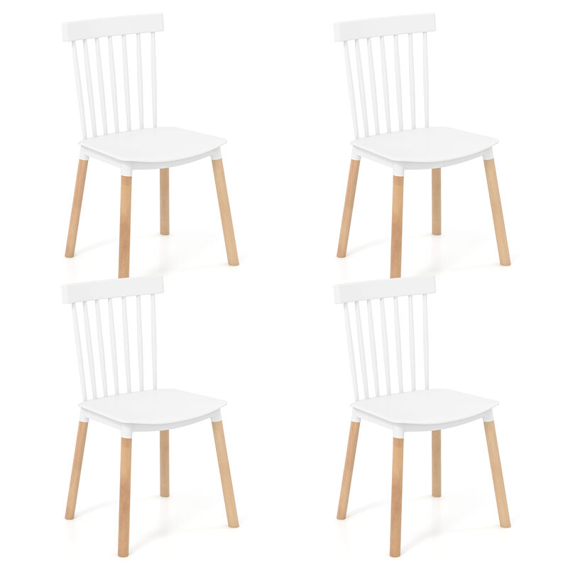 Set of 4 Windsor Dining Chairs with Spindle Backs and Curved Seats