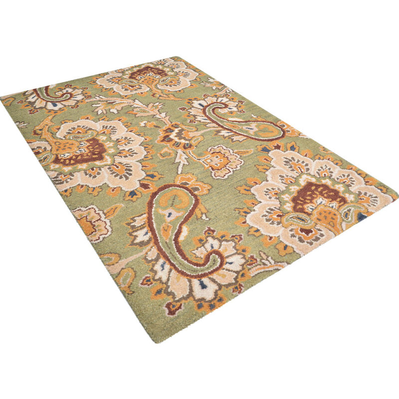 RUGSOTIC CARPETS HAND TUFTED WOOL ECO-FRIENDLY AREA RUGS  - Rectangle Shape, Size, Floral Modern Design, High Pile Thick Handmade Anti Skid Area Rugs for Living Room, Bed Room (K00151) image number 2