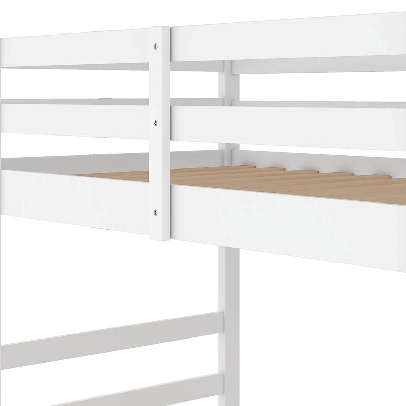 Whisen 77.4"x42.4" Twin Over Twin Bunk Bed, Solid Wood with Ladder for Kids Bedroom image number 8