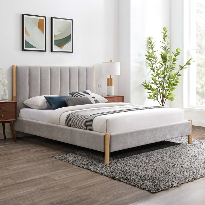 Meridian Furniture Kona Grey Polyester Fabric King Bed