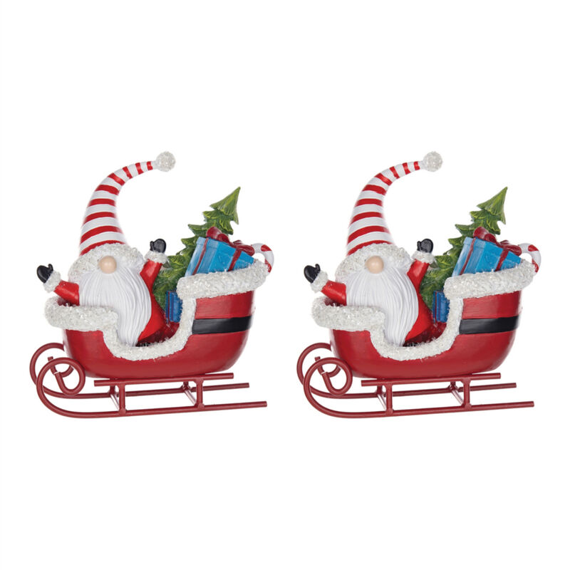Set of 2 Gnomes in Sleighs – Whimsical Holiday Décor for a Festive Touch