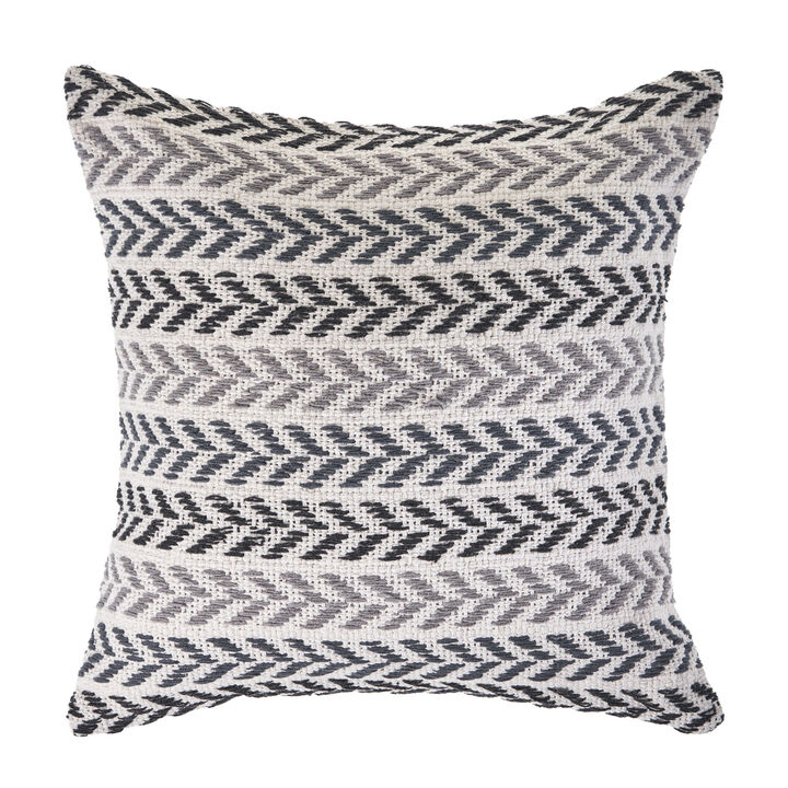 Textured Chevron Cotton Zippered Pillow &ndash; Decorative Accent Cushion for Living Room or Bedroom