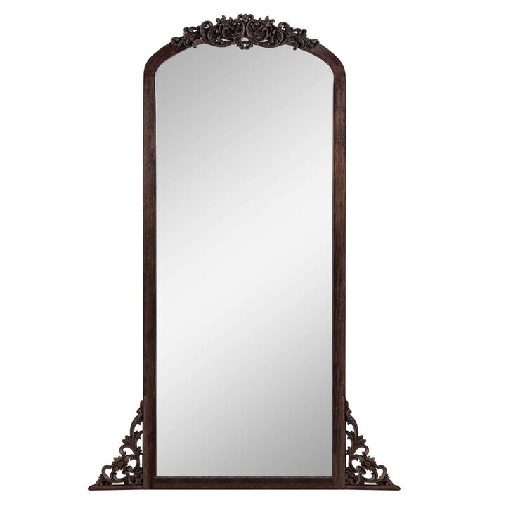 HomeRoots 67" Brown Solid Wood Framed Full Length Mirror
