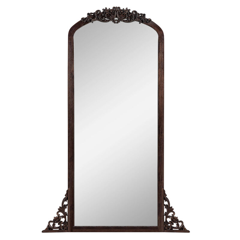 HomeRoots 67" Brown Solid Wood Framed Full Length Mirror image number 0