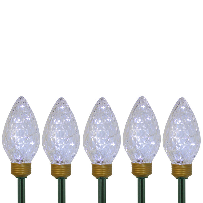 5ct LED Lighted C9 Christmas Pathway Marker Lawn Stakes - Clear Lights