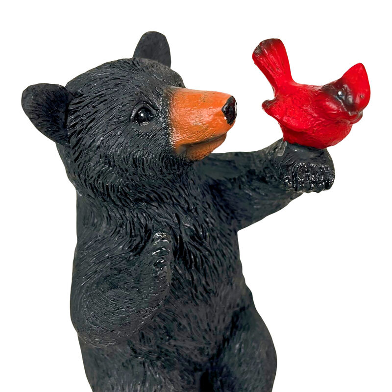 Set of 2 Black Bear Statues with Birds, 5&rdquo; Tall &ndash; Rustic Resin Animal Decor image number 3