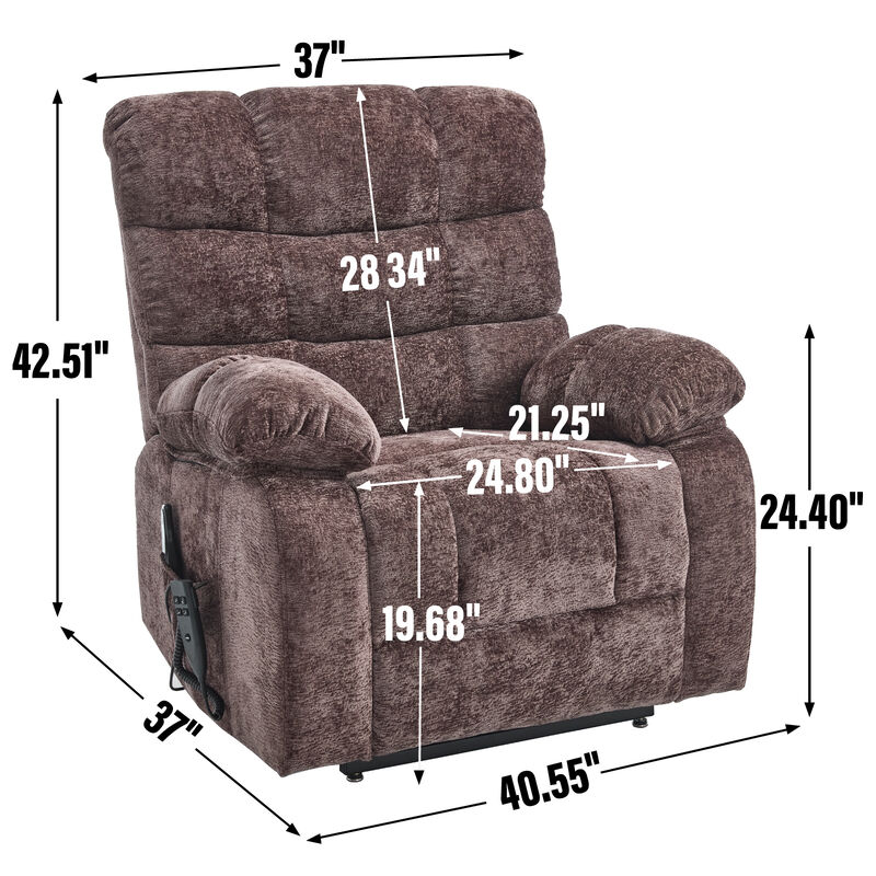 Heavy-Duty Lift Recliner Chair with Power-Remote, Heat & Massage