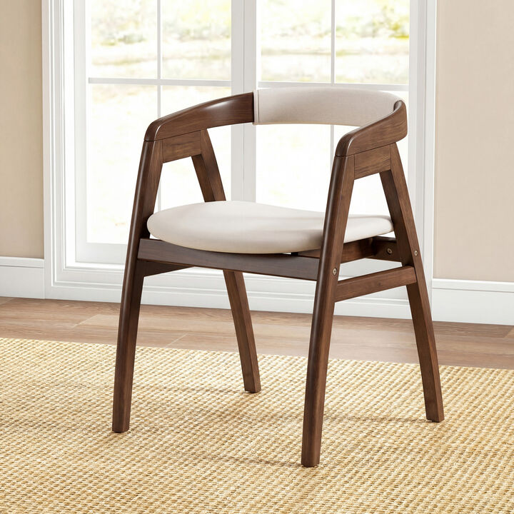 Modern Wicker Dining Chair with Padded Seat and Curved Back