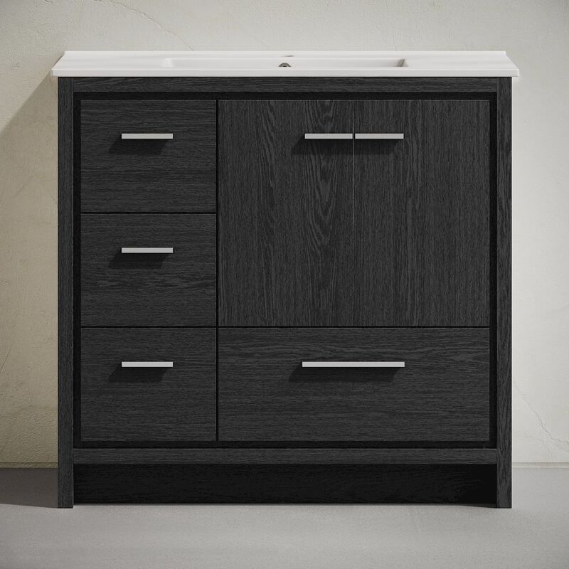 Virage 36" Freestanding Bathroom Vanity in Black Oak with Sink Top image number 6