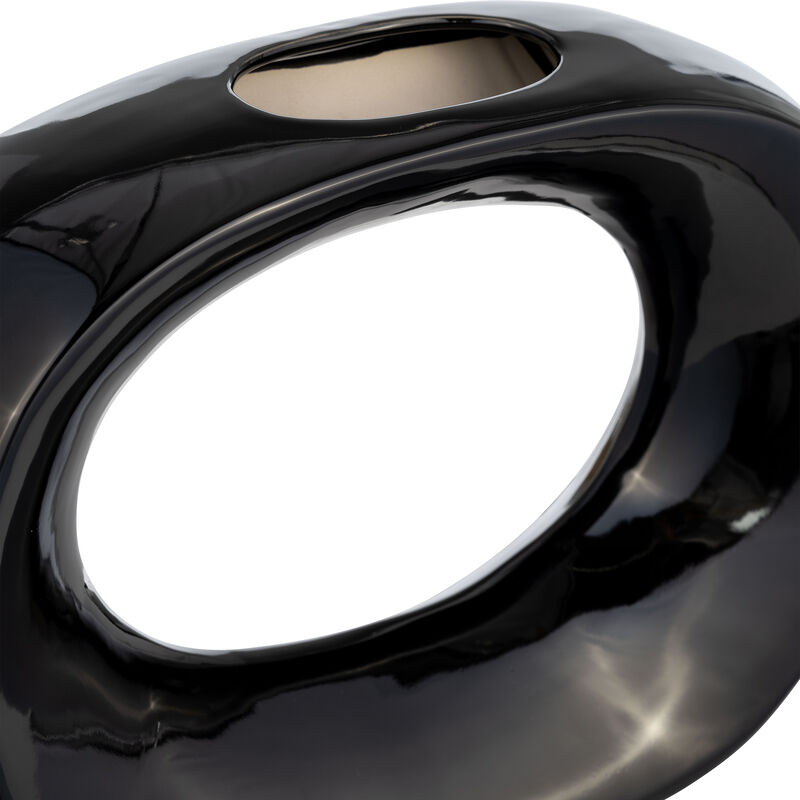 11"H Oval Vase, Shiny Black image number 4