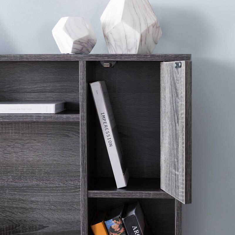 Distressed Grey Home Office Computer Desk with 2 Hide Away Shelves