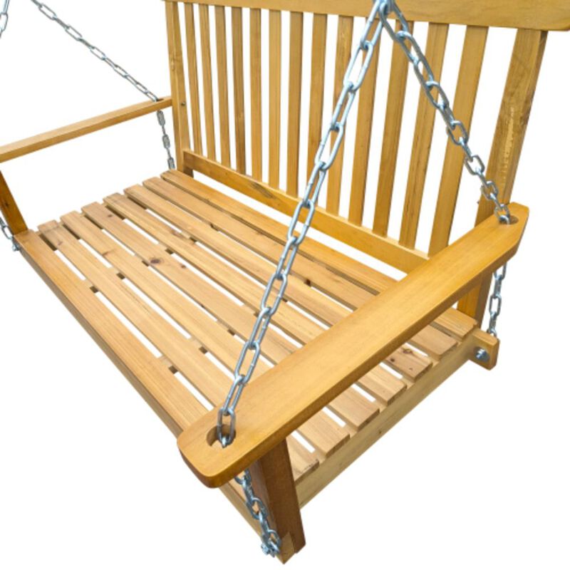 Hivvago Porch Swing with Armrests and Chains image number 5