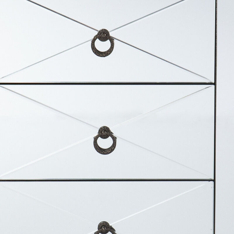 Hivvago 26 Inch  Silver End Table With Three Drawers