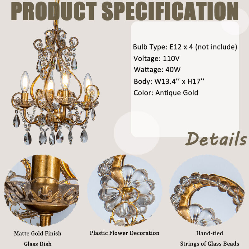 4-Light 16" Glam Tierd Flush Mount With Crystal Accents image number 5