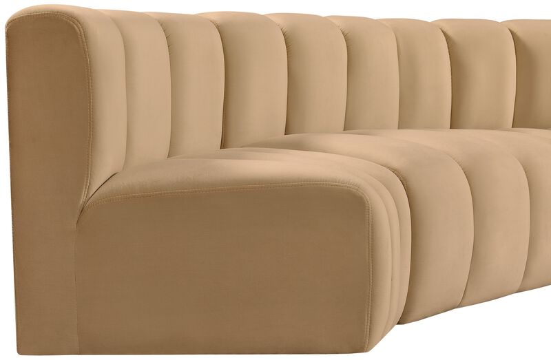 Meridian Furniture Arc Camel Velvet Modular Sofa image number 6