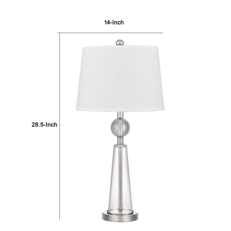 Table Lamp Set of 2, Off White Shade, Taper Glass Base, Brushed Steel image number 7