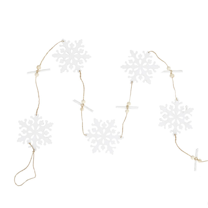 4' White Snowflakes on Jute Rope Hanging Christmas Garland