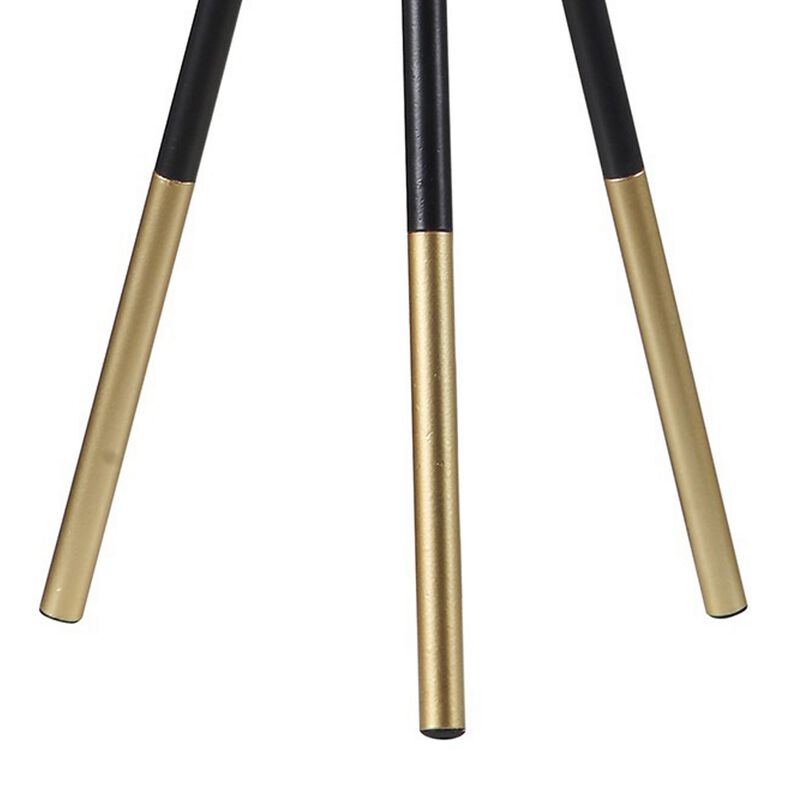 Table Lamp with Tripod Metal Base, Black and Gold - Benzara